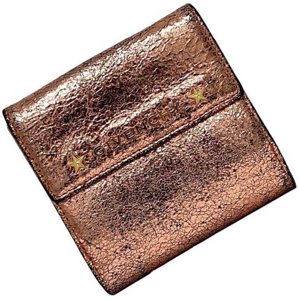 Givenchy bi fold wallet metallic beige coin wallet purse leather studs